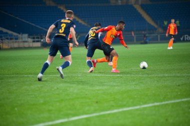 Kharkiv, Ukrayna - 4 Mart 2020: Tete, Shakhtar Donetsk 'in orta saha oyuncusu UPL Shakhtar - Dnipro-1