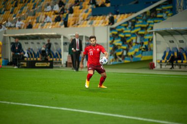 Lviv, Ukrayna - 03 Eylül 2020: Renato Steffen UEFA Uluslar Ligi 'nin İsviçre' ye karşı oynadığı futbol maçı sırasında