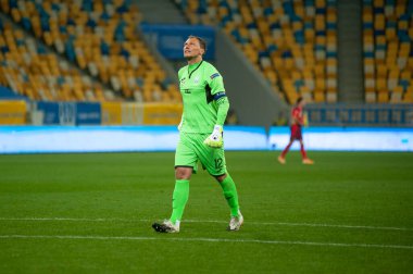 Lviv, Ukrayna - 03 Eylül 2020: UEFA Uluslar Ligi Ukrayna - İsviçre maçı sırasında Andriy Pyatov
