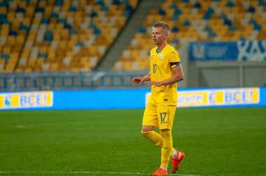 Lviv, Ukrayna - 03 Eylül 2020: Oleksandr Zinchenko UEFA Ligi Uluslar Ligi 'nin İsviçre' ye karşı oynadığı maçta
