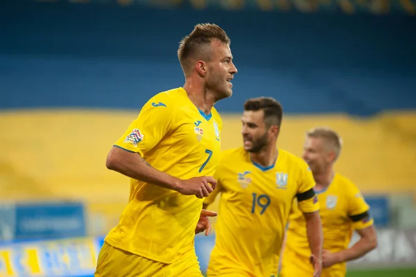 Lviv Ukraine September 2020 Andrii Iarmolenko Celebrate Goal Football Match — Stock Photo, Image