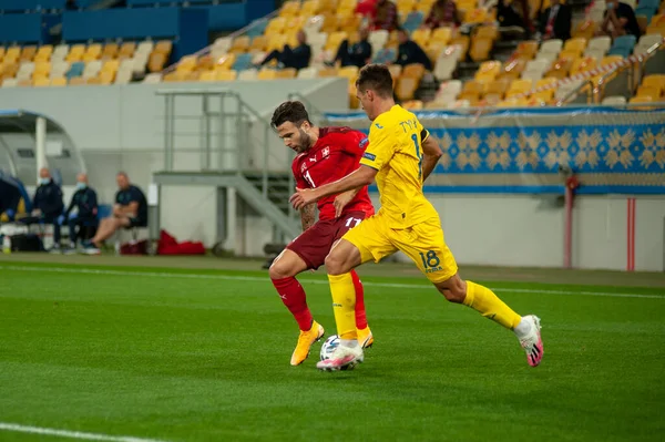 Lviv Ukraine September 2020 Renato Steffen Oleksandr Tymchyk Football Match — Stock Photo, Image