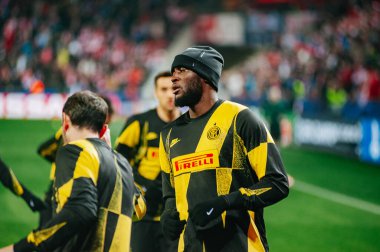 Prag, Çek Cumhuriyeti - 27 Kasım 2019: UEFA Şampiyonlar Ligi hazırlık maçı sırasında Romelo Lukaku.