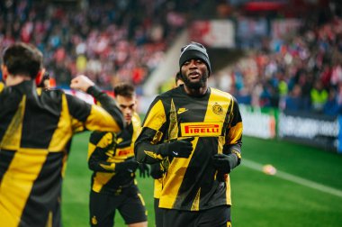 Prag, Çek Cumhuriyeti - 27 Kasım 2019: UEFA Şampiyonlar Ligi hazırlık maçı sırasında Romelo Lukaku.