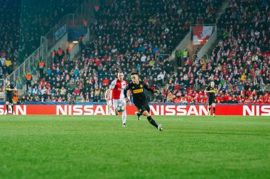 Prag, Çek Cumhuriyeti - 27 Kasım 2019: Lautaro Martinez UEFA Şampiyonlar Ligi Slavia vs Inter maçında.