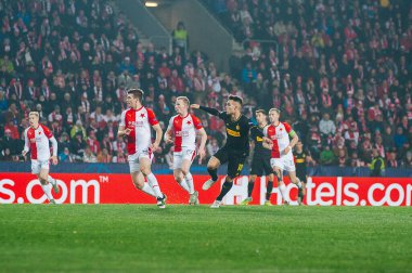 Prag, Çek Cumhuriyeti - 27 Kasım 2019: Lautaro Martinez UEFA Şampiyonlar Ligi Slavia vs Inter maçında.
