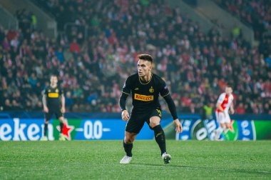 Prag, Çek Cumhuriyeti - 27 Kasım 2019: Lautaro Martinez UEFA Şampiyonlar Ligi Slavia vs Inter maçında.