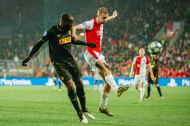 Prag, Çek Cumhuriyeti - 27 Kasım 2019: UEFA Şampiyonlar Ligi Slavia - Inter maçında Romelo Lukaku.