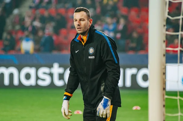 Praga Czechy Listopada 2019 Samir Handanovic Przed Meczem Liga Mistrzów — Zdjęcie stockowe