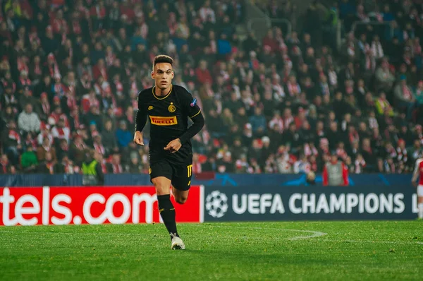 Prag Çek Cumhuriyeti Kasım 2019 Lautaro Martinez Uefa Şampiyonlar Ligi — Stok fotoğraf