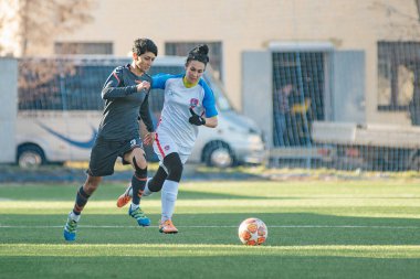 Kharkiv, Ukrayna - Kasım 115, 2019: Ukrayna Bayanlar Şampiyonası Zhilstroy-1 Ladomyr 'e karşı.