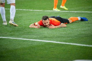 Kharkiv, Ukrayna - 27 Eylül 2019: Yevhen Konoplyanka Ukrayna Premier Ligi Shakhtar Donetsk-Vorskla Poltava maçında
