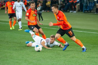 Kharkiv, Ukrayna - 27 Eylül 2019: Yevhen Konoplyanka Ukrayna Premier Ligi Shakhtar Donetsk-Vorskla Poltava maçında