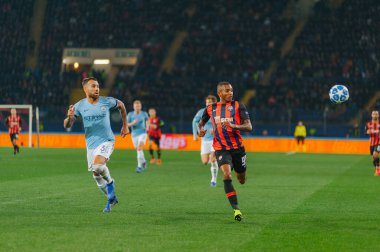 KHARKIV, UKRAINE - 23 Ekim 2018: Nicolas Otamendi Fernando UEFA Şampiyonlar Ligi maçında Shakhtar Donetsk - Manchester City (İngiltere), Ukrayna