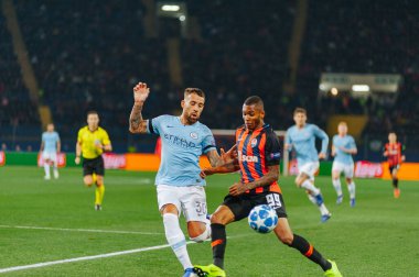 KHARKIV, UKRAINE - 23 Ekim 2018: Nicolas Otamendi Fernando UEFA Şampiyonlar Ligi maçında Shakhtar Donetsk - Manchester City (İngiltere), Ukrayna
