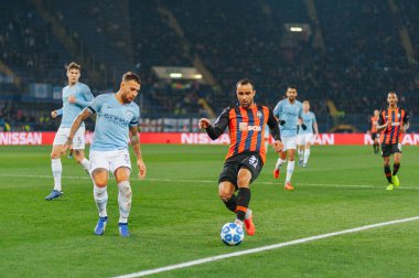 KHARKIV, UKRAINE - 23 Ekim 2018: Nicolas Otamendi UEFA Şampiyonlar Ligi maçında Shakhtar Donetsk - Manchester City (İngiltere), Ukrayna