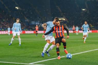 KHARKIV, UKRAINE - 23 Ekim 2018: Nicolas Otamendi UEFA Şampiyonlar Ligi maçında Shakhtar Donetsk - Manchester City (İngiltere), Ukrayna
