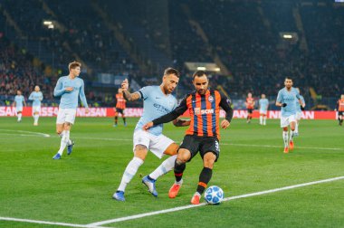 KHARKIV, UKRAINE - 23 Ekim 2018: Nicolas Otamendi UEFA Şampiyonlar Ligi maçında Shakhtar Donetsk - Manchester City (İngiltere), Ukrayna