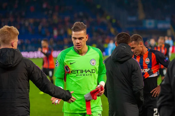 Kharkiv Ucrania Octubre 2018 Futbolista Profesional Brasileño Ederson Antes Del — Foto de Stock