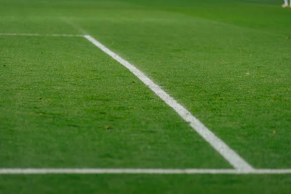 Campo Futebol Perto Das Linhas — Fotografia de Stock