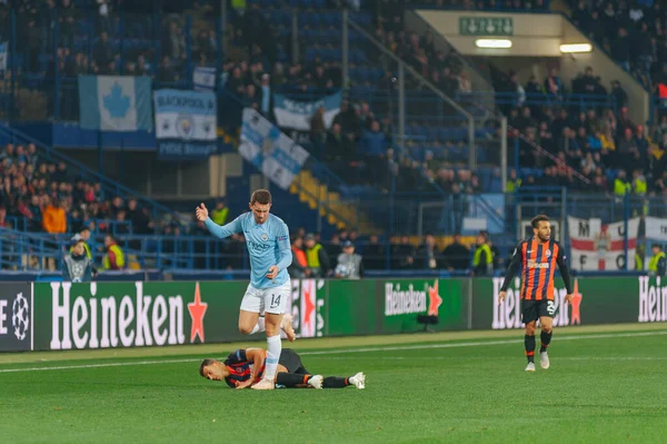 Kharkiv Ucrania Octubre 2018 Aymeric Laporte Foul Partido Uefa Champions —  Fotos de Stock