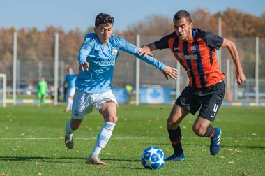 Kharkiv, Ukrayna - 23 Ekim 2018: Ian Carlo Poveda UEFA Şampiyonlar Ligi Shakhtar - Manchester City