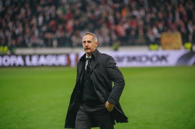 FRANKFURT AM MAIN, GERMANY - 21 Şubat 2019: Eintracht - Shakhtar Donetsk arasındaki UEFA Avrupa Ligi maçı sırasında Adi Hutter
