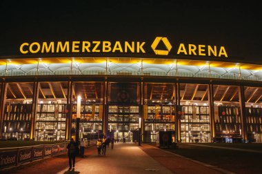 FRANKFURT AM MAIN, GERMANY - February 21, 2019: football stadium Commerzbank Arena, home of football club Eintracht Frankfurt clipart