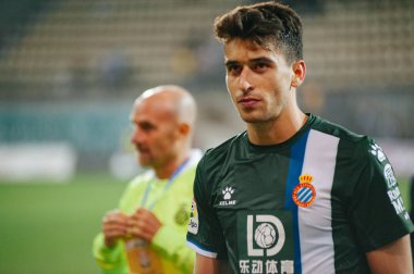 Zaporizha, Ukrayna - 29 Ağustos 2019: Slavutych Arena 'da RCD Espanyol ile Zorya arasında oynanan UEFA Avrupa Ligi maçı sonrasında Marc Roca