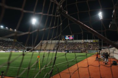 Zaporizhia, Ukrayna - 29 Ağustos 2019: Stadyumun genel görünümü - Slavutych Arena UEFA Avrupa Ligi Zorya - RCD Espanyol