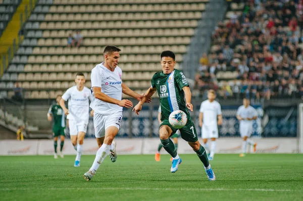 Zaporizha Oekraïne Augustus 2019 Lei Speelt Vecht Uefa Europa League — Stockfoto