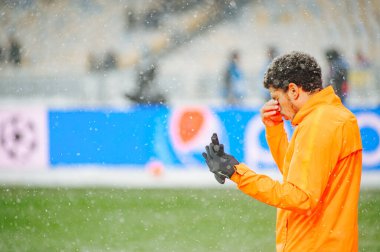 Kyiv, Ukrayna - 12 Aralık 2018: Shakhtar Şampiyonlar Ligi maçında Shakhtar Donetsk - Olympique Lyon
