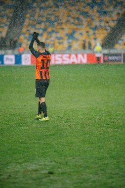 Kyiv, Ukrayna - 12 Aralık 2018: Genç Moraes, Shakhtar Şampiyonlar Ligi maçında Shakhtar Donetsk - Olympique Lyon