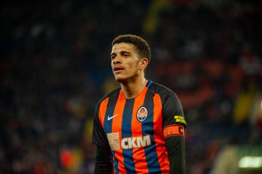 Kharkiv, Ukrayna - 7 Nisan 2019: Taison Freda yakın plan portresi. Shakhtar Donetsk
