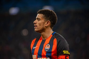 Kharkiv, Ukrayna - 7 Nisan 2019: Taison Freda yakın plan portresi. Shakhtar Donetsk