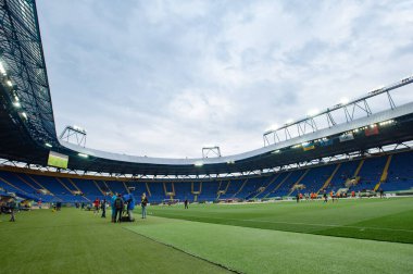 Kharkiv, Ukrayna - 13 Mayıs 2018: OSK Metalist 'in gündüz maçındaki arka görünümü - Veres