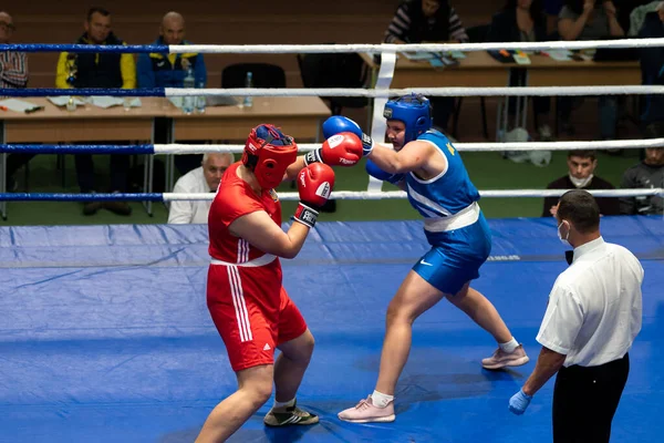 Kharkiv Ukraine Oktober 2020 Boxerinnen Kampf Ring Während Des Ukraine — Stockfoto