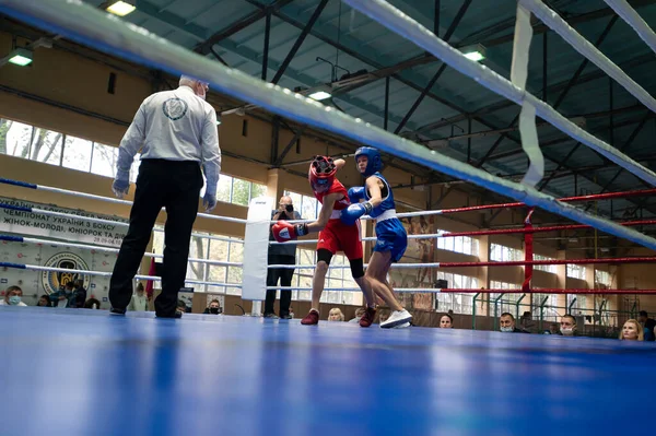 Kharkiv Ukraine October 2020 Girls Boxers Fight Ring Ukraine Women — 图库照片