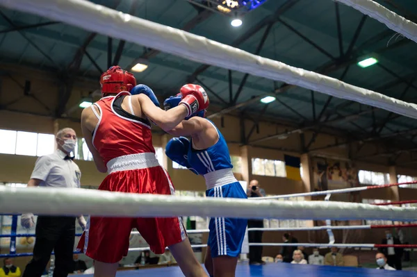 Kharkiv Ukrajina Října 2020 Dívčí Boxerky Boji Ringu Během Ukrajinského — Stock fotografie