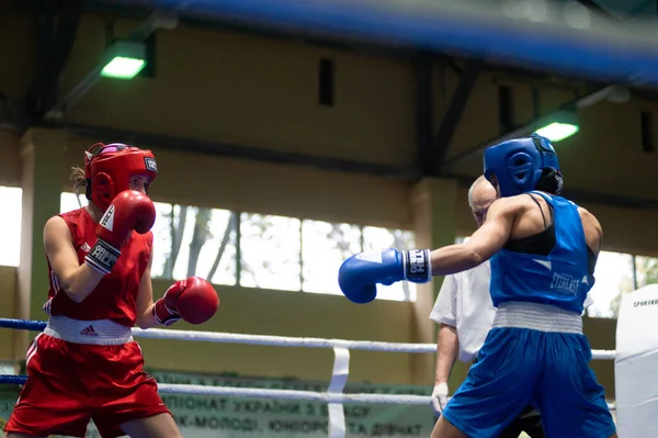 Kharkiv Ukraine October 2020 Girls Boxers Fight Ring Ukraine Women — 图库照片