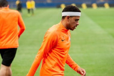 Kharkiv, Ukrayna - 11 Mayıs 2019: Ukrayna Premier Ligi FC Shakhtar Donetsk FC Olexandriya maçından önce yakın plan portre kaptanı Taison