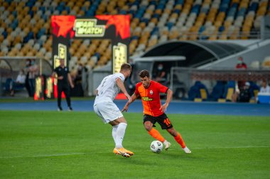 KYIV, UKRAINE - 21 AĞUSTOS 2020: Genç Moraes futbol karşılaşması sırasında UPL Shakhtar - Kolos Olimpik Milli Futbol Takımı. 