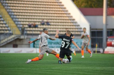 ZAPORIZHZHYA, UKRAINE - SEPTEMBER 20, 2020: Marlos vs Andrejs Ciganiks futbol maçı sırasında Ukrayna Premiere Ligi - FC Shakhtar Donetsk