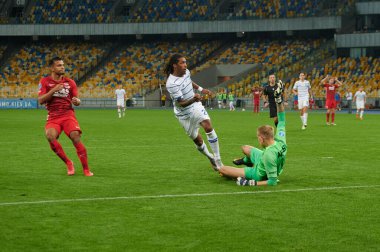 KYIV, UKRAINE - 15 Eylül 2020: UEFA Şampiyonlar Ligi 2020 - AZ Alkmaar maçında Dinamo Kyiv Gerson Rodrigues 'in oyuncusu