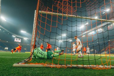 KHARKIV, UKRAINE - 18 Ekim 2019: Olimpiyat Milli Futbol Takımı UPL Shakhtar - Kolos. 