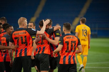 Kharkiv, Ukrayna - 11 Mayıs 2019: FC Shakhtar Donetsk Shakhtar Donetsk ve Olexandriya arasındaki maçın golünü kutladı