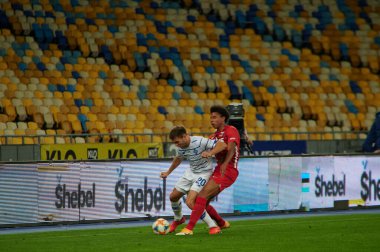 KYIV, UKRAINE - 15 Eylül 2020: AZ Alkmaar Calvin Stengs 'in UEFA Şampiyonlar Ligi 2020-AZ Alkmaar maçı sırasındaki oyuncusu