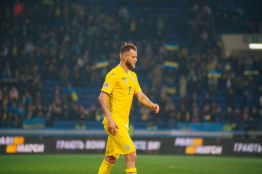 KHARKIV, UKRAINE - 16 Ekim 2018: UEFA Lig Milletlerinde Andriy Yarmolenko Ukrayna - Çek Cumhuriyeti Metalist Stadyumu 'nda