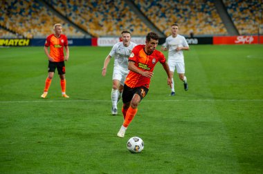 KYIV, UKRAINE - 21 AĞUSTOS 2020: Genç Moraes futbol karşılaşması sırasında UPL Shakhtar - Kolos Olimpik Milli Futbol Takımı. 