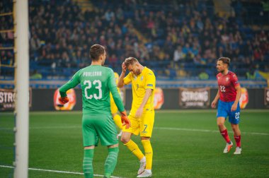 KHARKIV, UKRAINE - 16 Ekim 2018: UEFA Lig Milletlerinde Andriy Yarmolenko Ukrayna - Çek Cumhuriyeti Metalist Stadyumu 'nda